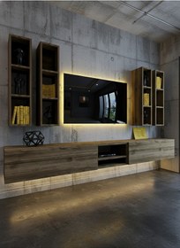 Resim Resital Ledli Duvara Monte Tv Sehpası - Ceviz - W6004-2 Ceviz 