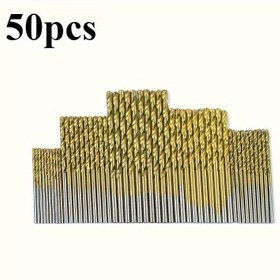 Resim 50 Parça Titanyum Kaplamalı Yüksek Hız Çelik Matkap Ucu Seti, Altıgen Saplı Düz Spiral, Yuvarlak Saplı Vidalı Matkaplar, Dayanıklı Çelik, Ahşap, Metal ve Plastik Delme için Uygun, Çeşitli Boyutlarda 