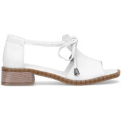 Resim Elit Zeyn 8155 Kadın Hakiki Deri Topuklu Sandalet Beyaz Beyaz 