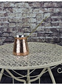 Resim Kalın Petek İşlemeli Bakır Cezve 4 Fincanlık 