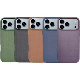 Resim iPhone Uyumlu 17 Kalebol Kumaş-doku Delikli Magsafe Pc Telefon Kasası İçin Mor 