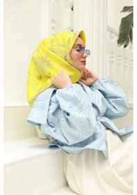 Resim Silk Home Sarı Eflatun Desenli Tivil İpek Eşarp 11433-34 Çok Renkli 