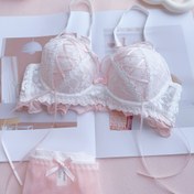 Resim 1 Takım Japon/Kore Tarzı Kadın Dantel İç Çamaşır Seti - Şeffaf Çiçekli Dantel Sütyen & Fiyonk Detaylı Alçak Bel Pantolon, İki Parça Lingerie, Gül ve Beyaz Renk, Çıkartılmayan Dolgulu Sutyen, İlave Yastık İle (Gece Klübü / Casual Giyim için Uygundur), Kadınlar için İç Çamaşır Setleri, Kadınlar için braletler, Kadın Giyim, Kadınlar İçin İç Çamaşır Seti, Kadın Külotları, Kadınlar İçin Külot, Kadınlar için açık külotlar, Kadın İç Çamaşırı, Kadın İç Çamaşırı, Romantik Gece, 