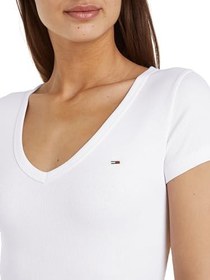 Resim Tommy Jeans TJW SLIM ESSENTIAL RIB V SS Tişört Kadın 
