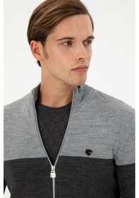 Resim U.s. Polo Assn. Erkek Gri Melanj Hırka Triko 50297062-vr086 Gri Melanj 