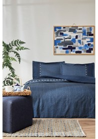 Resim Özdilek Oregon Tek Kişilik Lastikli Fitted Çarşaf Denim Nevresim Takımı Lacivert 