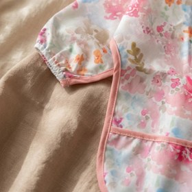 Resim melonika Flora Desenli Sıvı Geçirmez Uzun Kollu Bebek Mama ve Aktivite Önlüğü - Leke Tutmaz Cep Detaylı Premi 