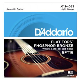 Resim D'Addario EFT16 12-53 Flat Tops Phosphor Bronze Regular Light Akustik Gitar Tel Seti 