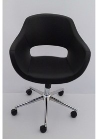 Resim Ultra Siyah Deri Ofis Çalışma Sandalyesi 