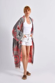 Resim Brandsmithshop Gri- Turuncu Mandala Kimono Çok Renkli 