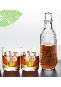 Resim Bk Gift Dtf Motto Tasarımlı İkili Viski Kadehi Ve Karaf Seti-1, Arkadaşa Hediye, Sevgiliye Hediye Kobitmeyencom30434 Bk Gift 