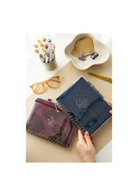 Resim Charm Takılabilen A5 Şeffaf Ajanda Defter Kılıfı Spiralli Lastikli Modellerle Uyumlu Şeffaf - Mavi 