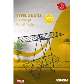 Resim Asvera Elmas Serisi - Eyfel Full-Hard Iki Katlı Çamaşır Kurutmalık - Ikiz Çamaşır Kurutma Askısı 
