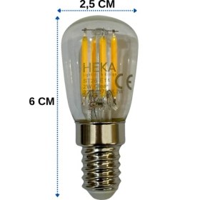 Resim Heka 2W (22W) 2700K (Sarı Işık) E14 Duylu LED Rustik Ampul (2 Adet) 