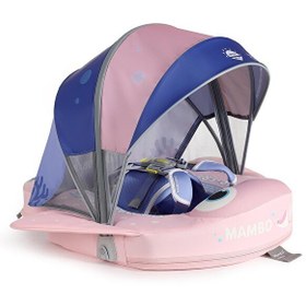 Resim Mambobaby Pembe Vatoz - Emniyetli Gölgelikli Ve Ayak Destekli Bebek Yüzme Simidi 