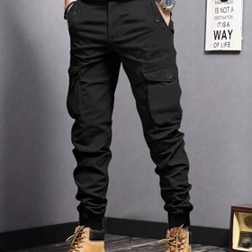 Resim Erkek Casual Kargo Pantolon - Zeytin Yeşili, Rahat Esnek Olmayan Kumaş, Geniş Yan Cebi Kapakları ile, Tüm Mevsim Giyiminde Mükemmel, Casual Kıyafet|Casual Tarz|Rahat Fit 
