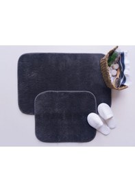 Resim Saraz Halı Puffy Yumuşak Banyo Paspas 2'li Kaymaz Ekstra Yumuşak Antrasitantrasit Antrasit 