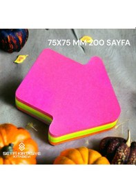 Resim 7.5x7.5 Cm Ok Şekilli Not Kağıdı Yapışkanlı Post-it 4 Renk 50 Şer Adet Toplam 200 Sayfa 
