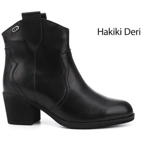 Resim Gönderi R Siyah Kalın Topuklu Hakiki Deri Kovboy Bot Siyah 