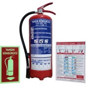 Resim 6kg Yangın Tüpü,yangın Tüpü Kullanım Talimatı ve Yangın Tüpü Levhası 3lü Set 