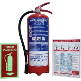 Resim 6kg Yangın Tüpü,yangın Tüpü Kullanım Talimatı ve Yangın Tüpü Levhası 3lü Set 