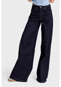 Resim Itsbasic Kadın İndigo Renk 7w5-50 Palazzo Fit %100 Koton İç Boy 80cm Denim Jean 