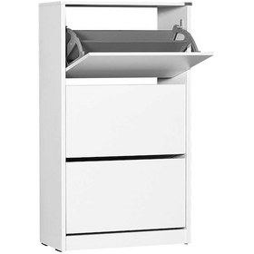 Resim Flat Duo 3 Katlı Geniş Ayakkabılık Dolabı - Beyaz 