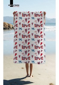 Resim Marte Home Love Baskılı Plaj Havlusu Kırmızı 