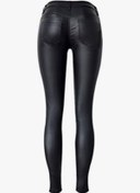 Resim ARDSU Motorcu Kadın Esnek PU Deri Dar Kesim Binici Pantolonu Dar Tayt 