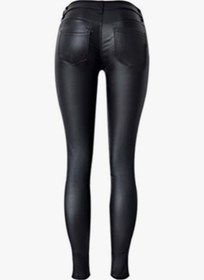 Resim ARDSU Motorcu Kadın Esnek PU Deri Dar Kesim Binici Pantolonu Dar Tayt 