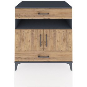 Resim Kronos Şifonyer 2 Raflı 2 Çekmeceli 2 Kapaklı 88x59x96 Antrasit-çam Antrasit 