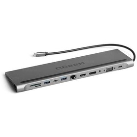 Resim Qgeem QG-UH12 USB 3.0 Type C 12in1 HDMI-Display Port-VGA-TF SD Kart-USB 3.0-USB 2.0-PD- Ethernet HUB 