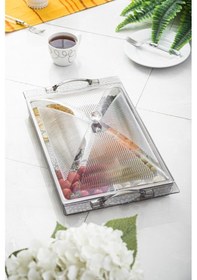 Resim Akrilik Barok Füme 6 Bölmeli Tek Kapaklı Büyük Kahvaltılık Füme 