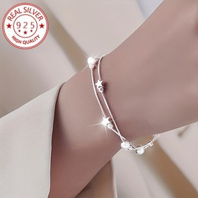 Resim 1 Şık 925 Gümüş Bileklik - Mat Boncuklu, Bohem Tarzı, Günlük Kullanım ve Partiler İçin İdeal - Sevgililer Günü, Doğum Günü, Noel Hediyesi 