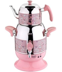 Resim Özkent Menekşe Elektrikli Semaver Çaydanlık Çaycı K 624 Pembe Desenli Semaver 2 Yıl Garanti 