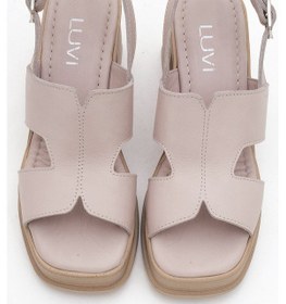 Resim Kevın Taş Cilt Hakiki Deri Kadın Platform Topuklu Sandalet Taş 