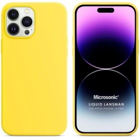 Resim Apple Iphone 14 Pro Kılıf Liquid Lansman Silikon Sarı 