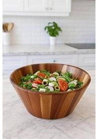 Resim Akasya Ağacı Salata Kasesi Meyve Sebze Kasesi Salata Karıştırma Kasesi 30 Cm Kahverengi 