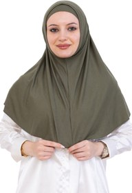 Resim Modish Group Hazır Türban & Başörtü - Viskon Bone Setli Rahat Tesettür Şal İslami Giyim - Haki 
