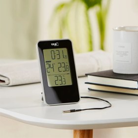 Resim Sevgift Dijital Sıcaklık ve Nem Göstergesi – Kablolu Dış Sıcaklık Sensörlü, Iç Dış Ortam Ölçer, Yüksek Hassasiyetli Termometre | Tfa 30.5048.01 
