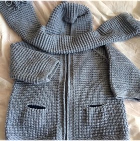 Resim Papatyam El Örgüsü Bebek Hırkası Hırka ve Atkı Takımı 