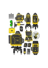 Resim Şarjlı Çift Akülü Profesyonel 4 Köşe 4 360 16 Satır Yeşil Çizgi Lazer Hizalama 