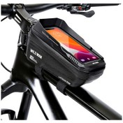 Resim Yunboo Sürekli Yağmur Geçirmez Bisiklet Ön Çubuk Çantası, 6.7 İnç Telefon İçin Eva Sert Kasa, Sade Siyah Desenli Günlük Kullanım Çok Renkli 