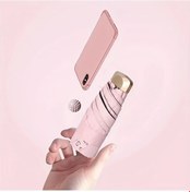 Resim Turcoshop11 Kum Beyazı Kompakt 6 Riblı Mini Katlanır Şemsiye Hafif Sağlam Pvc Yağmurluk 