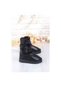 Resim Fort Nurela Simli Süet İçi Kürklü Tüy Ve Toka Detaylı Anne Kız Kısa Kadın Bot Siyah 