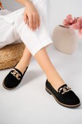 Resim BY BETÜL Siyah Süet Zincirli Oxford Loafer Ayakkabı 