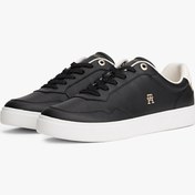 Resim Tommy Hilfiger Kadın TH Monogram Plaque Court Sneakers - Siyah 