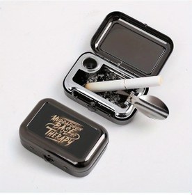 Resim Dashanshop 1 Adet Mudfuggin Base Terapim Yazılı Portatif Küllük, Küçük Kare Metal Kutu, Polka Desenli Siyah 