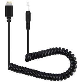 Resim Puluz 3.5mm Trrs Erkek 8 Pin Erkek Canlı Mikrofon Ses Adaptörü İphone Uyumlu İçin Yaylı Sarmal Kablo, 100cm'ye Kadar Uzanan Kablo Siyah 