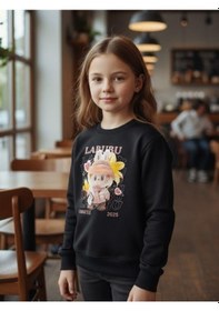 Resim Zekids Kız Çocuk Pamuklu Karakter Baskılı Sweatshirt-16389 Siyah 